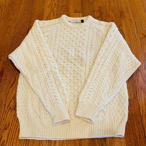 Paul Stuart Mens 100% Pure Wool Cable Knit Fisherman Sweater Made in Ire…